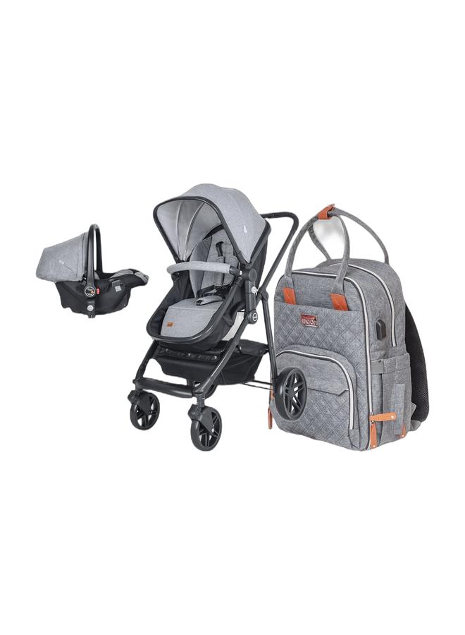 MOON Tres 3 in 1 Travel System - Light Grey ,MOON NUTRA Diaper Backpack - Image 1
