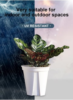 Splendors 3 Pieces 24x22.5x15.8cm Large Plant Pots with Drainage Holes And Trays For Indoor Plants Plastic Flower Pots For Plants Garden Pots For Cactus Succulent Outdoor Plants Pot White  - Image 3