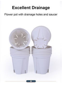 Splendors 3 Pieces 24x22.5x15.8cm Large Plant Pots with Drainage Holes And Trays For Indoor Plants Plastic Flower Pots For Plants Garden Pots For Cactus Succulent Outdoor Plants Pot White  - Image 4