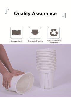 Splendors 3 Pieces 24x22.5x15.8cm Large Plant Pots with Drainage Holes And Trays For Indoor Plants Plastic Flower Pots For Plants Garden Pots For Cactus Succulent Outdoor Plants Pot White  - Image 5