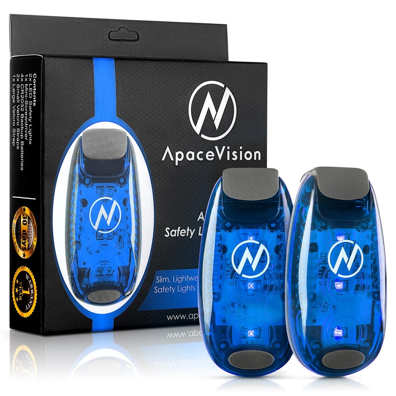 Apace Vision ضوء أمان LED (عبوة 2) - أضواء ستروب/جري قابلة للتثبيت للعدائين، الكلاب، الدراجات، المشي، القوارب، الكاياك، عربات الأطفال والمزيد - ملحقات عالية الوضوح لمعداتك العاكسة، الدراجة - Image 1