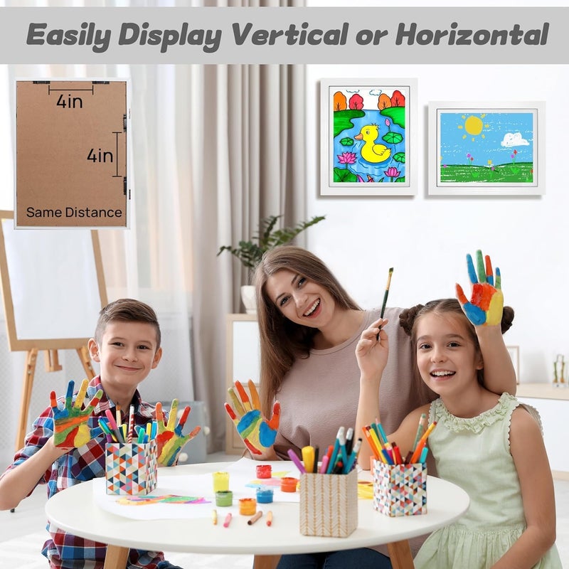 2PCS Kids Art Frame A4 Picture Frame Opening Artwork Display Storage for Children Drawing Crafting Art Projects Schoolwork (White) - Image 2