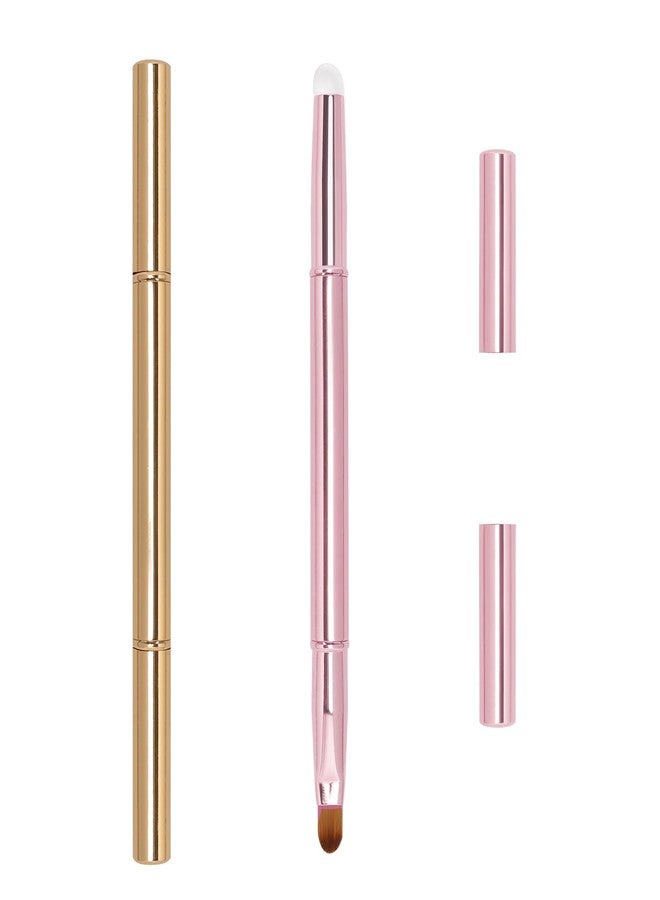 Unaone 2Packs Lip Brush for Lipstick, Dual-Ended Silicone & Bristle Tips Lip Makeup Brush, Lipstick Brush for Lip Gloss - Image 1