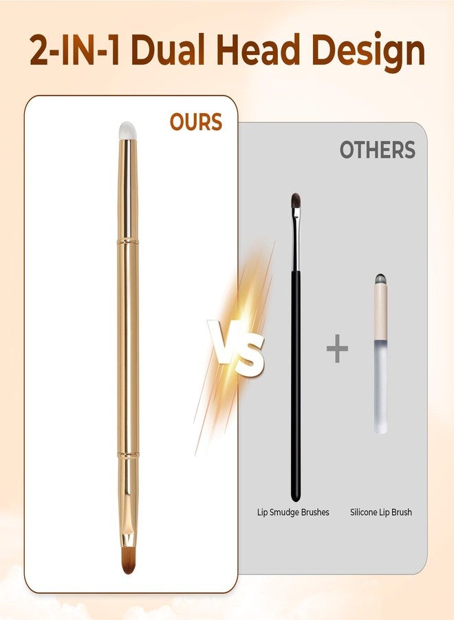 Unaone 2Packs Lip Brush for Lipstick, Dual-Ended Silicone & Bristle Tips Lip Makeup Brush, Lipstick Brush for Lip Gloss - Image 3