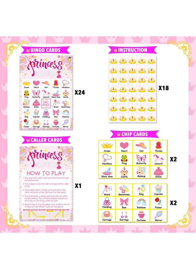 Pink Princess Bingo Game 24 Players Princess Bingo Games Cards For Tea Party Decorations Princess Birthday Family Holiday Party Supplies School Activities Bridal Shower Wedding Party Favors - pzsku/Z14646E4332B09AFF9BDBZ/45/_/1732788270/eaf5b820-a836-4d27-84a2-46bd733b8c38