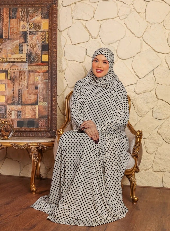 Zmurud Practical  Kuwaiti Jersey prayer dress  with headscarf from zmurud fashion  - Image 2