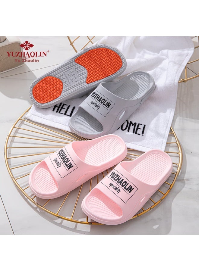 Yuzhaolin Maternity And Elderly Non-slip Slippers For Women, Summer Bathroom Shower Sandals For Men, Yg005, Pink With White Text, Size 40/41 - Image 2