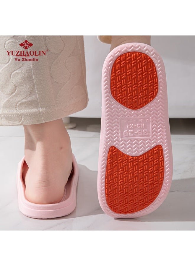 Yuzhaolin Maternity And Elderly Non-slip Slippers For Women, Summer Bathroom Shower Sandals For Men, Yg005, Pink With White Text, Size 40/41 - Image 5