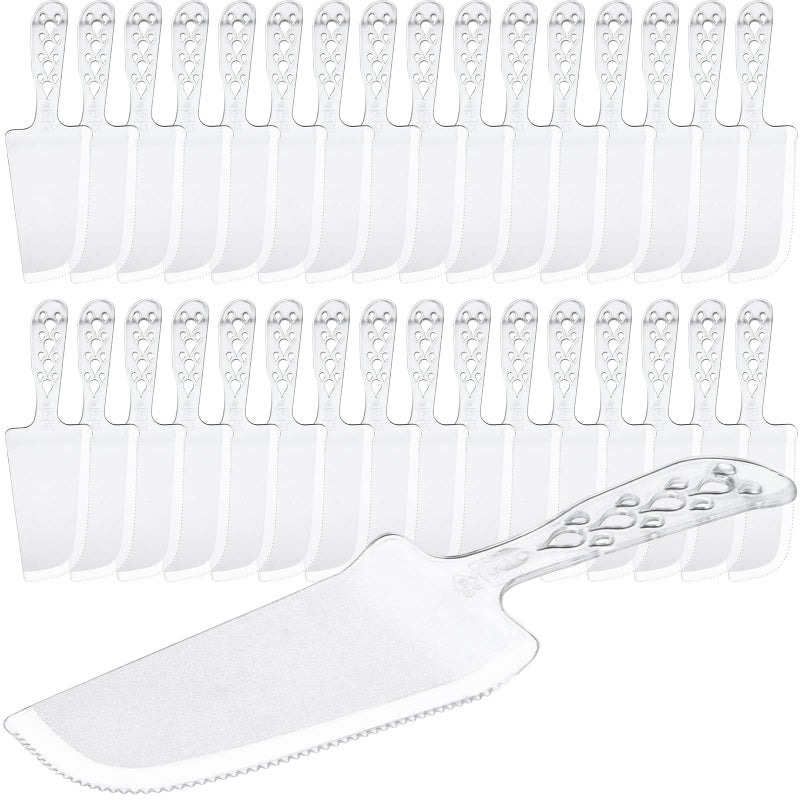 50 PCS Disposable Cake Cutter and Server Clear Plastic 8x23 In for Pie Tart Pizza Pastry Baking