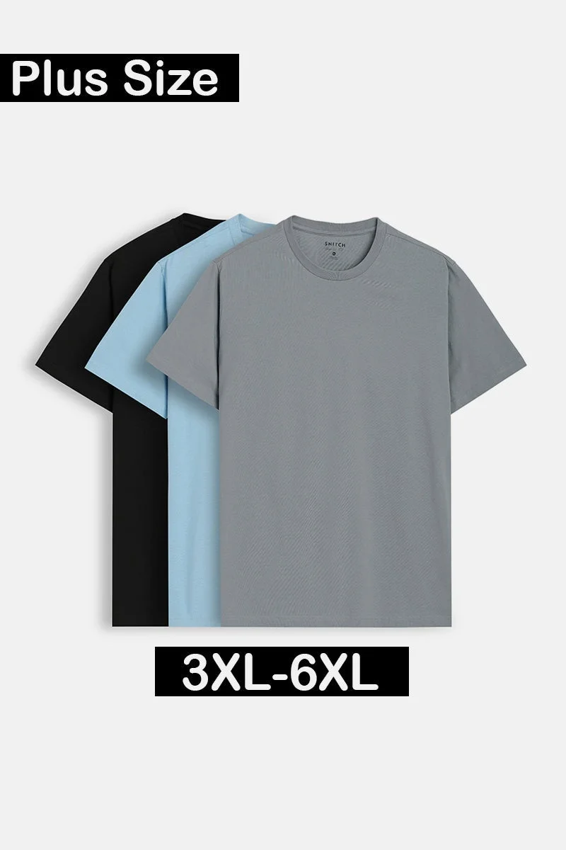 سنيتش Multicolour Regular Fit Pack of 3 Plus Size T-Shirt