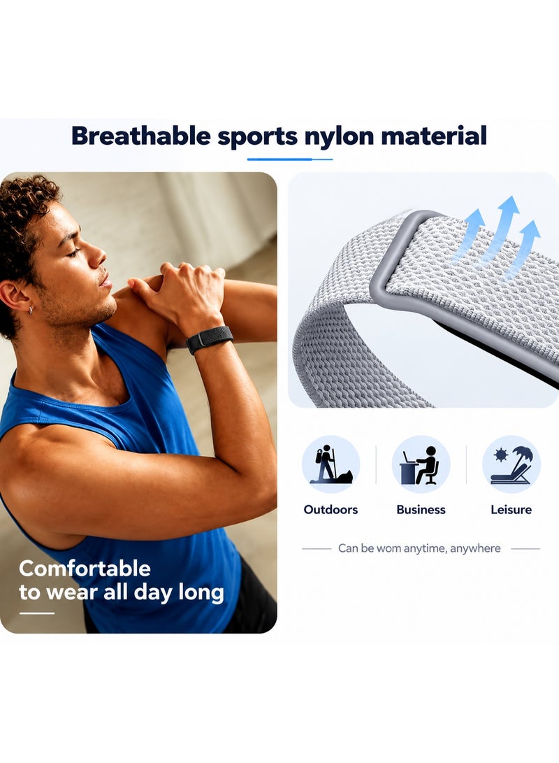 دوامة حزام نايلون متوافق مع Google Fitbit Air، حزام بديل مسامي مزود بمشبك بلاستيكي، وحلقة أداء قابلة للضبط بدقة لمتتبع اللياقة البدنية بدون شاشة (رمادي) - Image 4