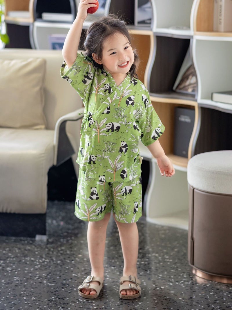 Babystormi Children'S Bamboo Fiber And Style Cardigan Short Sleeve Shorts Suit Boys' And Children'S Home Air-Conditioning Clothes - Image 4