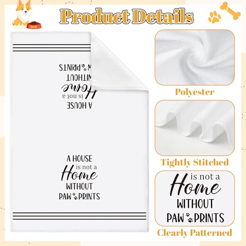 GROBRO7 Paws Prints Hand Towel - 6Pcs Dog Paw Print Bathroom Decor Kitchen Dishcloths Set Soft Polyester Towels for Bath Bar Dining Room Decor Cute Puppy Lovers Gifts for Men Women Housewarming - Image 3