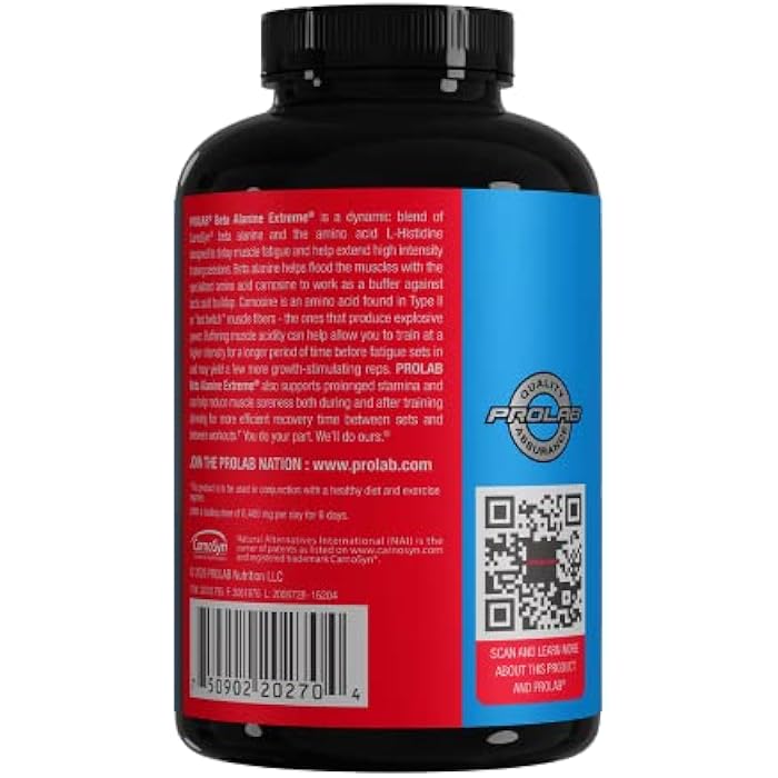 ProLab Nutrition Beta Alanine Extreme with Carnosyn, 3200mg High Potency, Boosts Workout Endurance & Delays Fatigue (240 Caps) - Image 5