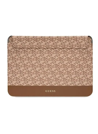 GUESS Gcube Stripes Computer Sleeve 14" / Synthetic Leather / High Quality Laptop Cover / Office / School - Brown