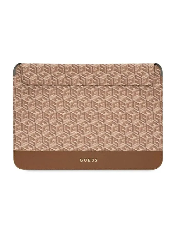 GUESS Gcube Stripes Computer Sleeve 14" / Synthetic Leather / High Quality Laptop Cover / Office / School - Brown