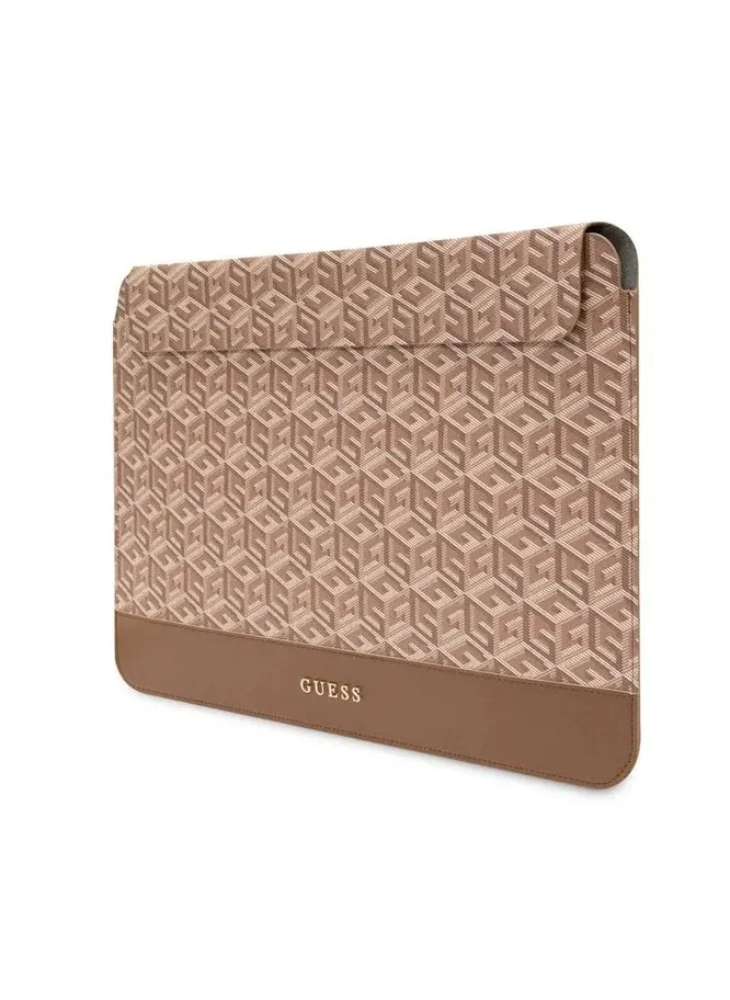 GUESS Gcube Stripes Computer Sleeve 14" / Synthetic Leather / High Quality Laptop Cover / Office / School - Brown