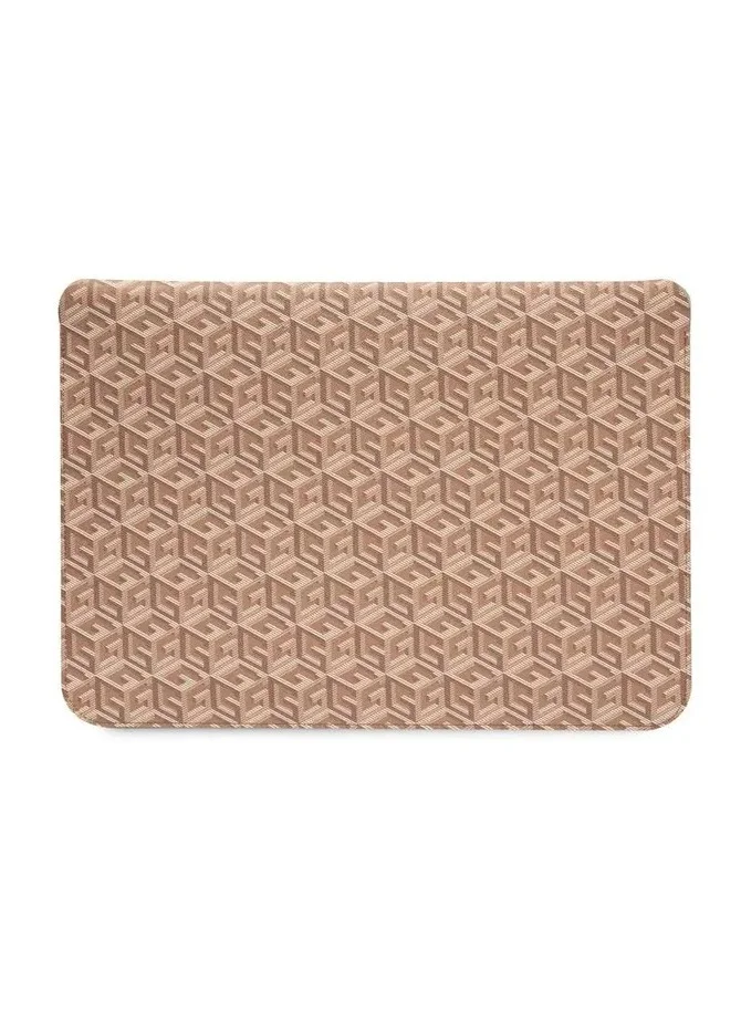 GUESS Gcube Stripes Computer Sleeve 14" / Synthetic Leather / High Quality Laptop Cover / Office / School - Brown
