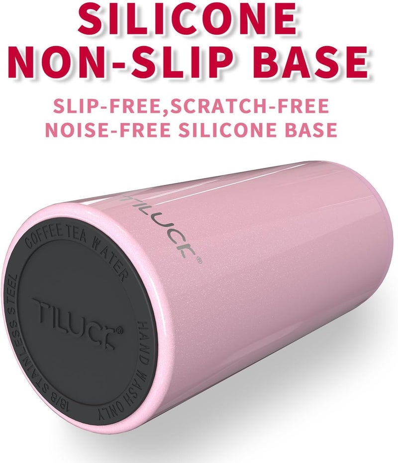 TILUCK Skinny Can Cooler for Slim Beer & Hard Seltzer, Stainless Steel, Doucle-Walled Stainless Steel Insulated Slim Cans, Standard 12 oz (Glitter Blush) - Image 4