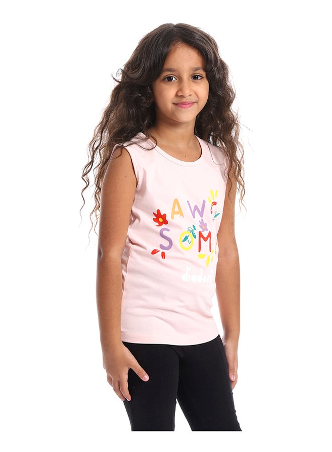 DIADORA Girls Cotton Printed Sleeveless T-Shirt - Image 1
