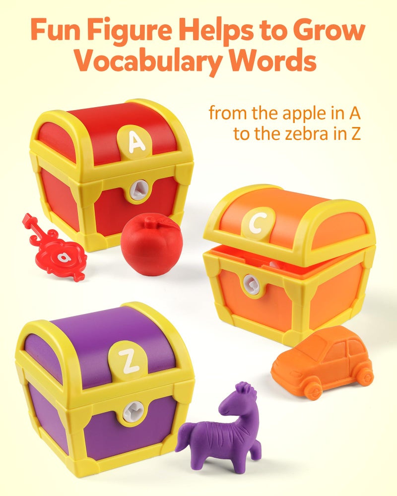 Coogam Alphabet Learning Toys for Toddlers, 26pcs Surprise Letters Treasure Locks with Keys, Uppercase Lowercase ABC Matching Color Sorting Game, Montessori Fine Motor Skill Gift for 3 4 5 Year Old - Image 3