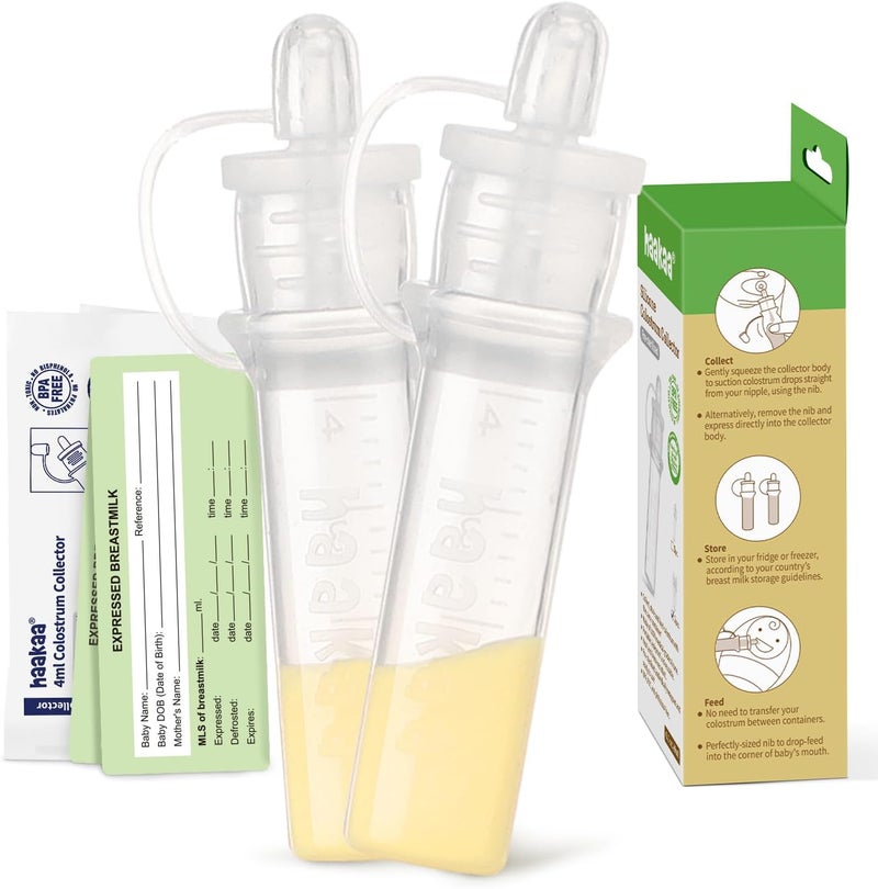 Haakaa Colostrum Collectors for Breastfeeding Moms to Collect Store and Feed Colostrum, 4ml/2pcs - Image 1