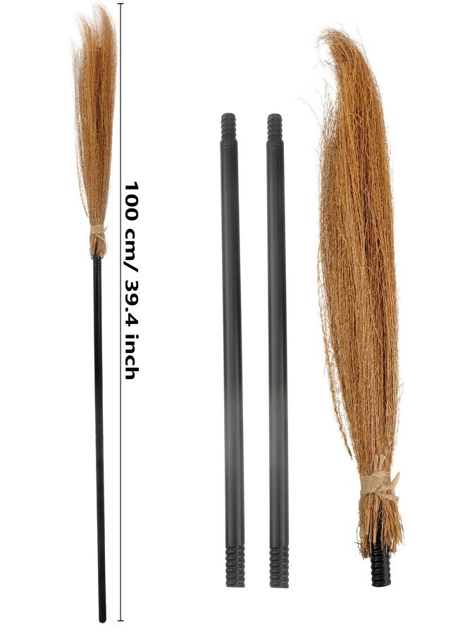 Cotiny 8 Pieces Halloween Witch Broom Adjustable Broomstick Plastic Witches Cosplay Props for Halloween Witch Costume Accessories Wizard Decor - Image 2