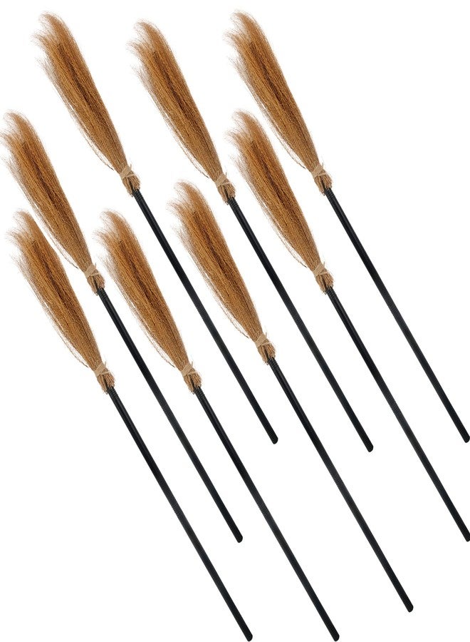 Cotiny 8 Pieces Halloween Witch Broom Adjustable Broomstick Plastic Witches Cosplay Props for Halloween Witch Costume Accessories Wizard Decor - Image 1