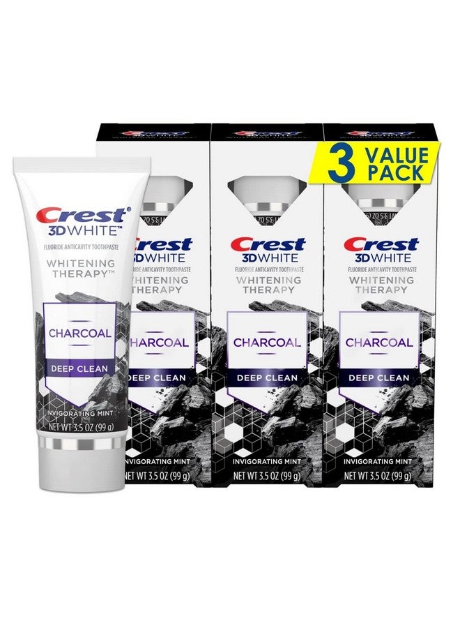 Crest 3D White Whitening Therapy Charcoal Deep Clean Fluoride Toothpaste, Invigorating Mint, 3.5 Ounce, Pack of 3 - Image 1
