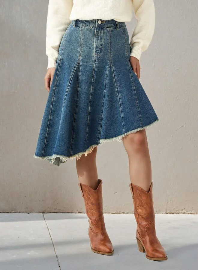 2Xtremz 2Xtremz Denim Skirt with Asymmetrical Hemline