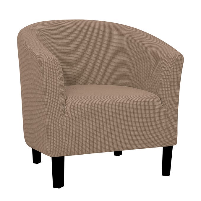 EASYGOING STRETCH CLUB ARMCHAIR SLIPCOVER 1 PIECE BARREL TUB SOFA COVER FURNITURE PROTECTOR JACQUARD COUCH COVER CAMEL