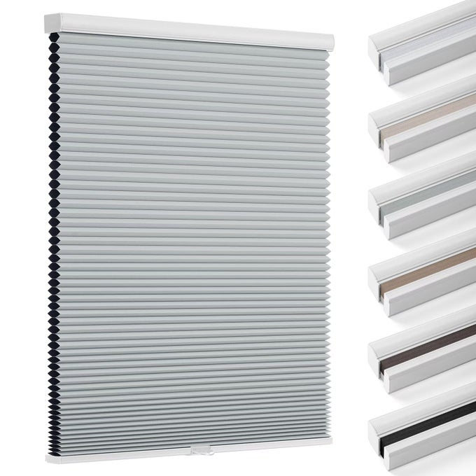BLACKOUT BLINDS CORDLESS CELLULAR SHADES HONEYCOMB BLACKOUT SHADES ROOM DARKENING BLINDS PULL DOWN WINDOW SHADES EASY TO INSTALL HONEYCOMB WINDOW BLINDS 24 W X 50 H GREY