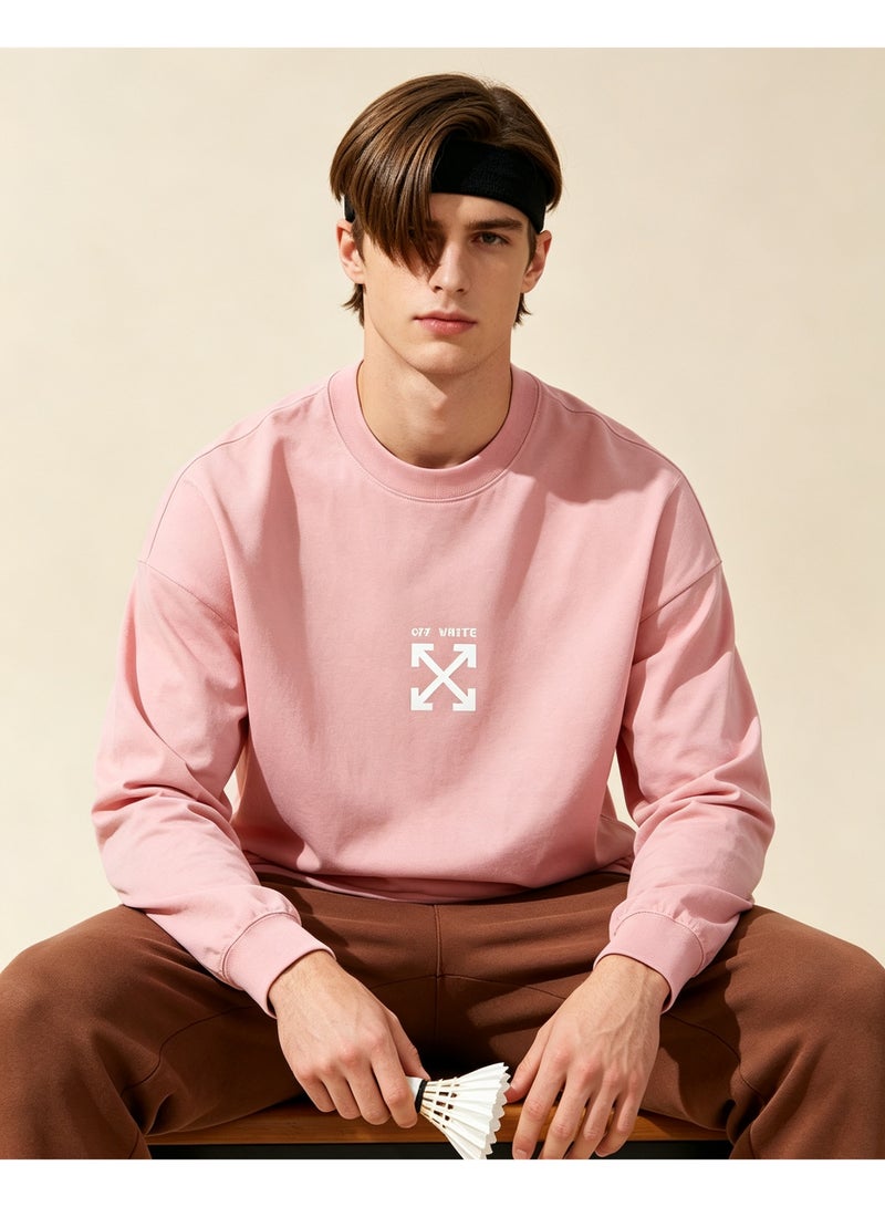OFF-WHITE couple spring and autumn heavy cotton loose long sleeve T-shirt for men and women - Image 1