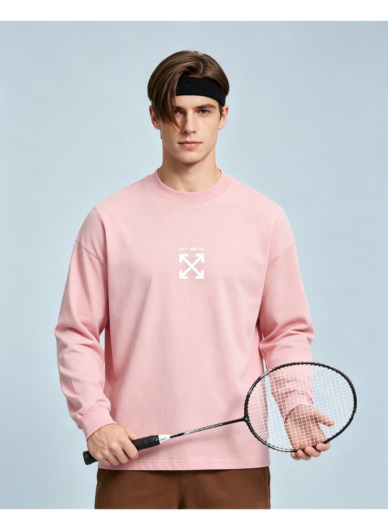 OFF-WHITE couple spring and autumn heavy cotton loose long sleeve T-shirt for men and women - Image 5