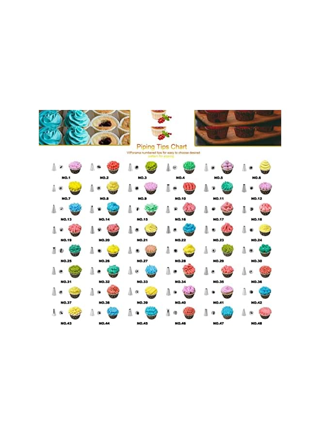 S-TOP Cake Decorating Tools Supplies Kit, 106 Pcs Baking Tips Set 11 Inch Rotating Turntable Stand-Cake Server Knife Set-48 Numbered Icing Pastry And More Acces - Image 4