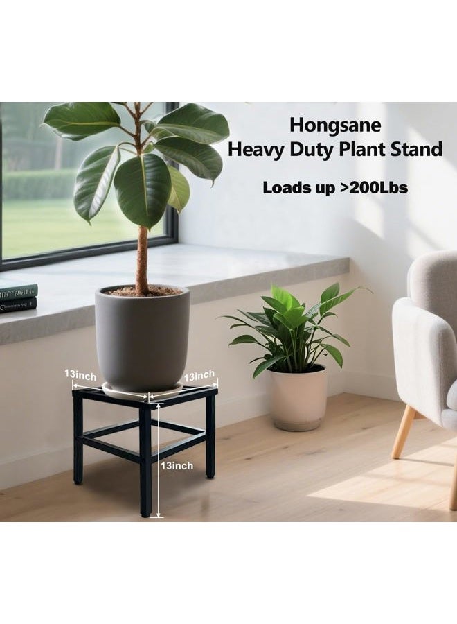 Hongsane Plant Stand Indoor Outdoor,13 Inch Single Metal Plant Stands Riser,Heavy Duty Wrought Iron Pedestal Holders for Large Flower Pot,Outside Rust-Proof Black Flower Display stand for Patio - Image 2