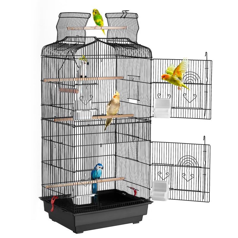 VEVOR 41-inch Open Top Large Parrot Bird Cage, Hanging Bird Cage for Parakeets Finches Canaries Lovebirds Cockatiels Budgies Small Quaker Conures Travel Pet Flight Birdcage with Swing and Perch - Image 1