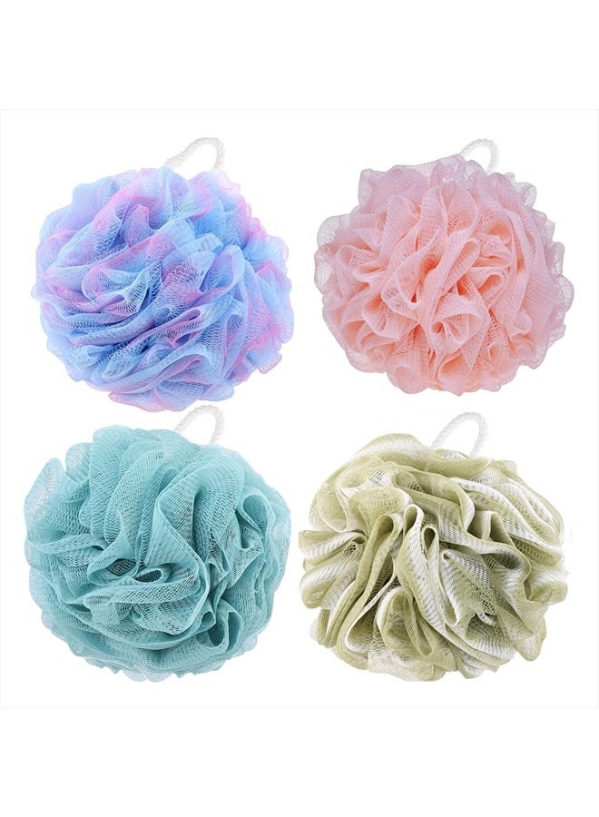 BTYMS 4 Pieces Bath Puffs, 60g/pcs Exfoliating Loofah Shower Sponges for Men and Women Exfoliate - Image 1