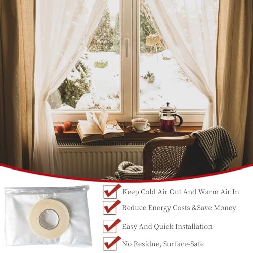 Fonsbleaudy 10-Window Shrink Film Window Insulation kit（62-Inch x 420-Inch），Insulating Film Window Kit Keeps Cold Air Out and Warm Air in (10 Windows) - Image 5