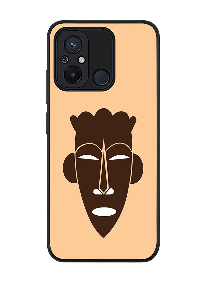 Stylizedd Rugged Black edge case for Xiaomi Redmi 12C 4G, Slim fit Soft Case Flexible Rubber Edges Anti Drop TPU Gel Thin Cover -  Tribal Mask - Image 1