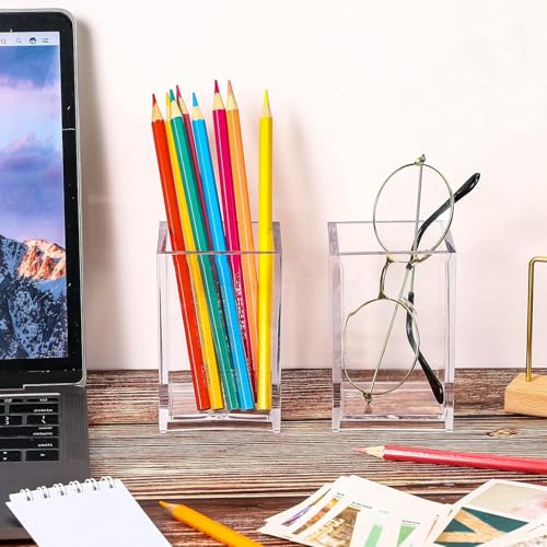 NIYANETAIL DIY 6 Pieces Clear Acrylic Pen Holder - Makeup Brush Holder, Transparent Desk Organizer for Home, Office, and School - Image 4