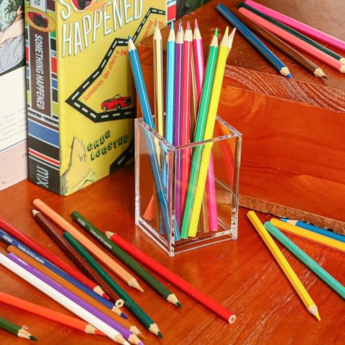 NIYANETAIL DIY 6 Pieces Clear Acrylic Pen Holder - Makeup Brush Holder, Transparent Desk Organizer for Home, Office, and School - Image 5