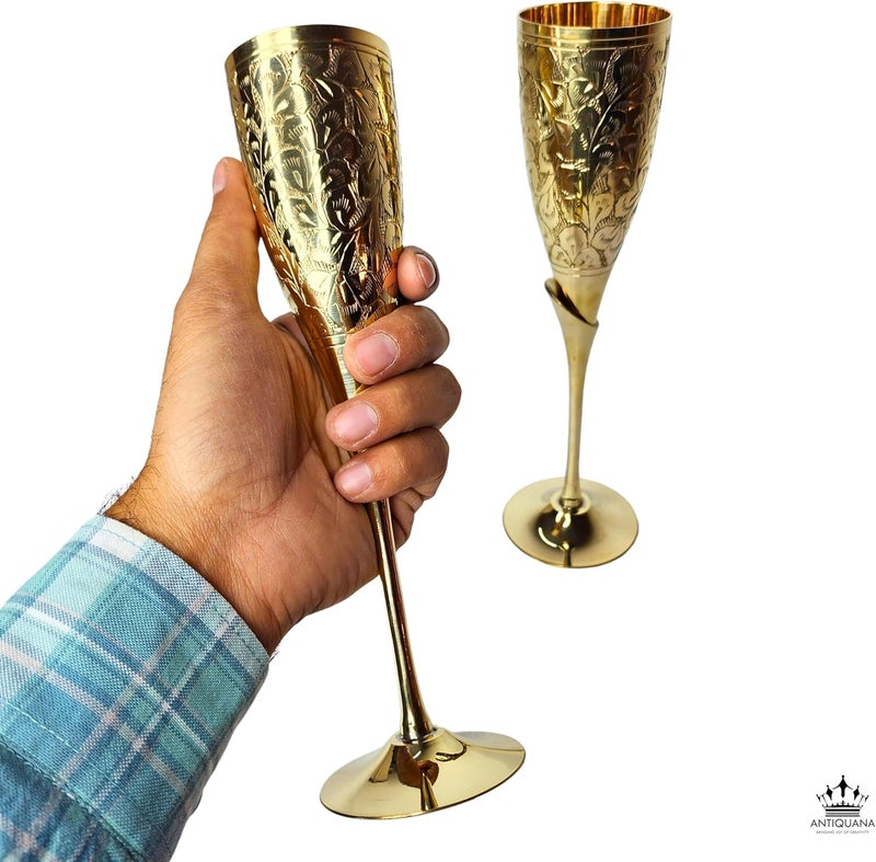 ANTIQUANA Premium Goblet Solid Brass Royal Wine Goblet Solid Brass Royal Wine Cup Handmade Goblet Medieval Decor Gothic Chalice Elegant Wine Goblet  Pack of 1  - Image 3
