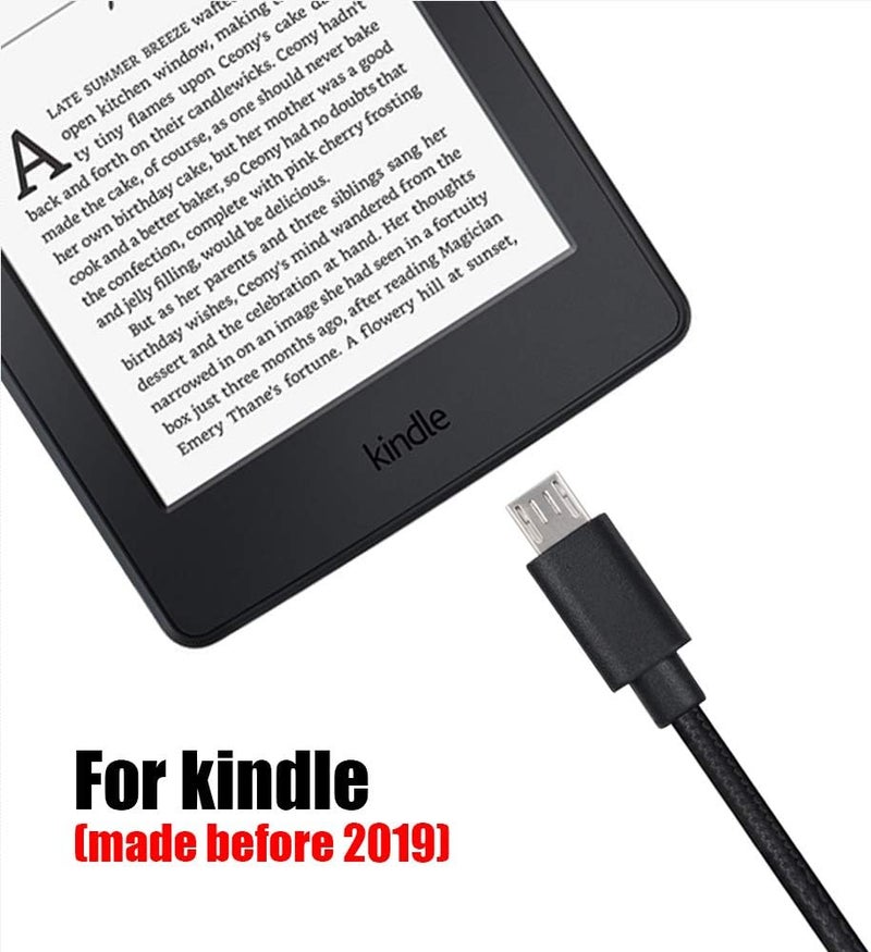 حزمتان من كابل شاحن USB البديل لأجهزة Fire Tablets Kindle eReaders، وFire HD 8 وHD 10، وKindle Paperwhite وVoyage وOasis (المصنعة قبل 2019) وأجهزة أخرى (كابل Micro USB بطول 3.3 قدم) - Image 3
