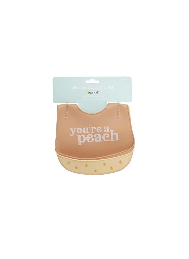 pearhead Silicone Bib Set - Peach - Image 5