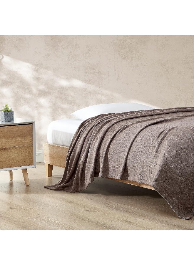 Eddie Bauer - Twin Blanket, Lightweight Cotton Bedding, Luxurious Bedding Set (Herringbone Mushroom, Twin) - Image 3