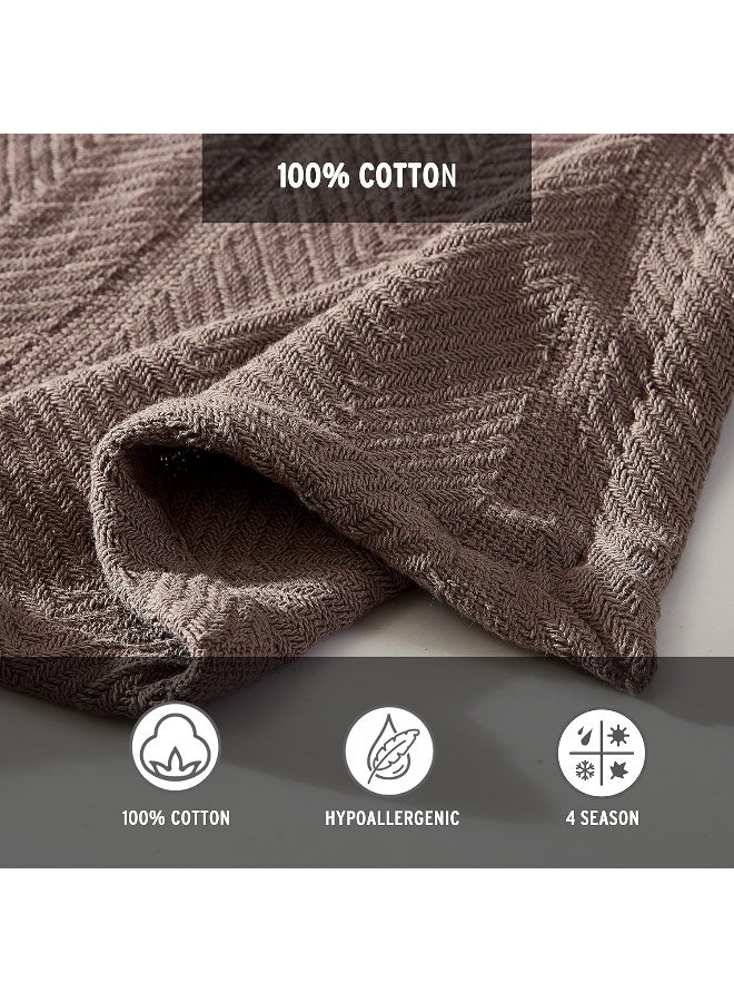 Eddie Bauer - Twin Blanket, Lightweight Cotton Bedding, Luxurious Bedding Set (Herringbone Mushroom, Twin) - Image 4