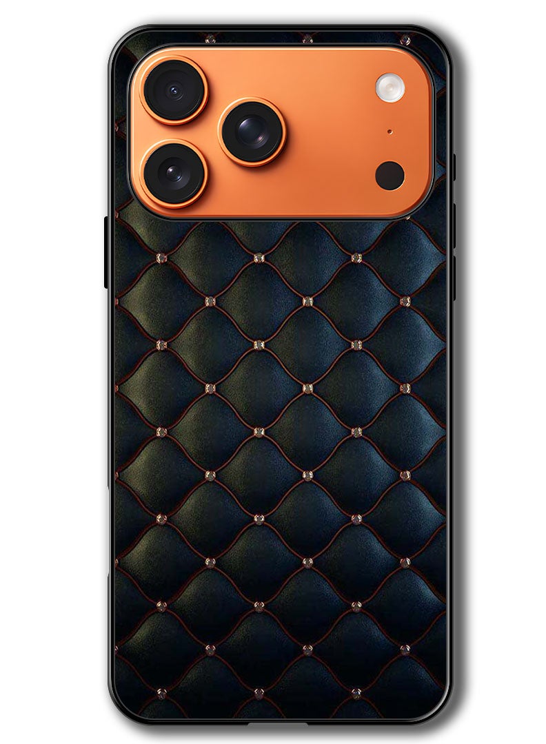 Theodor Case Compatible with Apple iPhone 17 Pro Max 6.9 Inch Protection Shockproof Bumper Cover Stappers On Black Cloth Pattern - Image 1