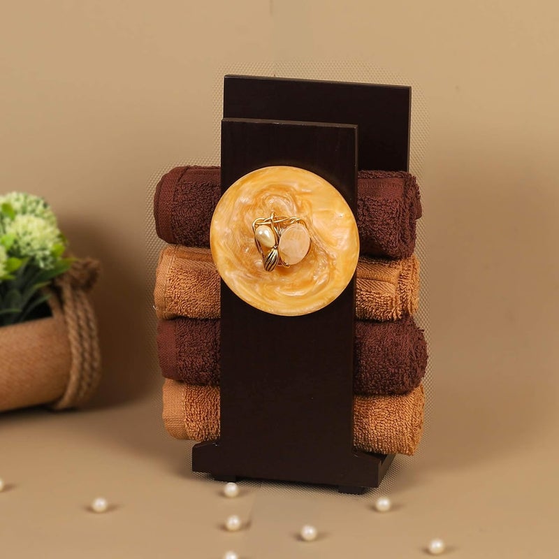 Cocktail Handcrafted Wooden Hand Towel Holder| Towel Stand for Bathroom| Napkin Holder for Washbasin| Towel Stand| Guests Towel Organizer Rack| Bathroom Accessories |Towel Rack Brown (B Resin) - Image 1