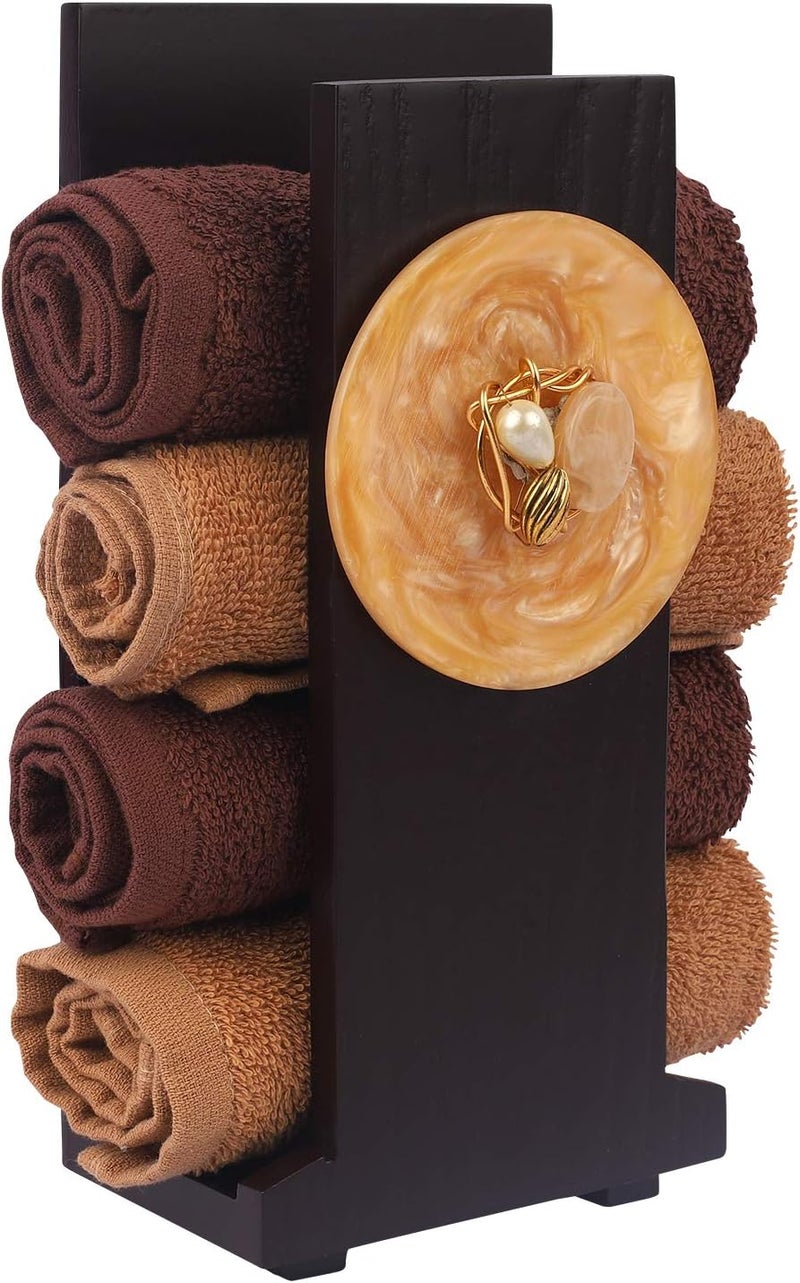 Cocktail Handcrafted Wooden Hand Towel Holder| Towel Stand for Bathroom| Napkin Holder for Washbasin| Towel Stand| Guests Towel Organizer Rack| Bathroom Accessories |Towel Rack Brown (B Resin) - Image 5